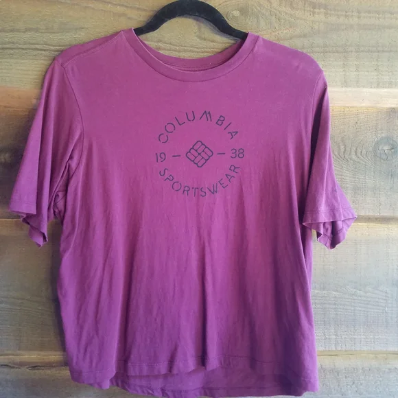 Columbia Women's Medium Plum Short Sleeve Activewear T-Shirt Outdoor or Sports - Picture 5 of 7